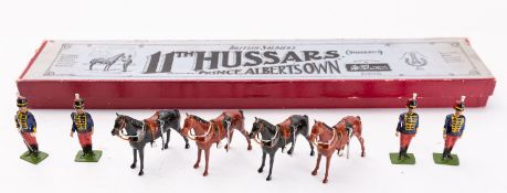 Britains toy soldiers, set 182, 11th Hussars (Dismounted), 8 figures,