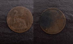 Original (from an old collection) counterstamped 'Votes For Women' penny