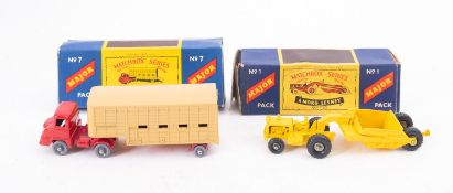Matchbox Major No. 1 Pack Earth Scraper, yellow with black wheel, together with Major No.