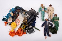 Action Man toys, a collection of figures and accessories, including a bridge, tank,