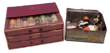 An early 20th century Dewhurst 'Sylko' Three Shells Machine Twist counter top display cabinet of