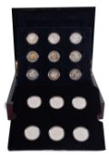 Royal Mint Elizabeth II Crown size silver proof coins, fifteen x 925.
