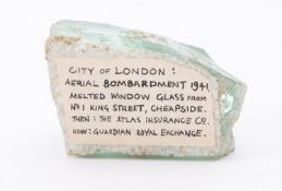 London Blitz WW II interest: a lump of melted window glass from No.