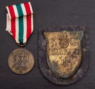 A Luftwaffe Kuban shield on blue felt,