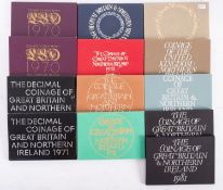 Proof sets, two 1970, two 1971,1972,1972,1974,1975,1976,1978,1979,1981.