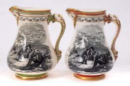 Two Crimea War period 'Royal Patriotic Fund' jugs, maker S Allcock & Co, Burslem.
