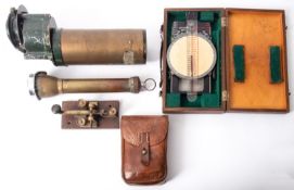 A WW2 Airspeed indicator, maker Pye, in original case, together with 7 x 50 monocular gunsight,
