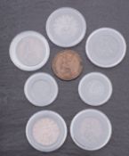 1826 & 1846 pennies, 1827 half penny, 1731 half penny, two 1799 half pennies, 1722 farthing,