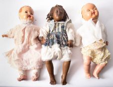 Estate of a doll restorer: seven dolls or doll bodies in plastic or celluloid,