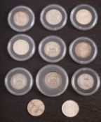 Eleven George V sixpences, including higher grades.