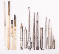 Miscellaneous: three silver coloured pencils, one by Villiers & Jackson,