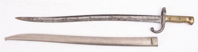 A late 19th/early 20th century St Etienne Chassepot bayonet,