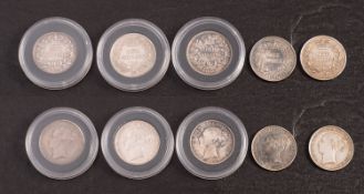 A group of shillings - 1859, 1866, 1852, 1840, 1872.
