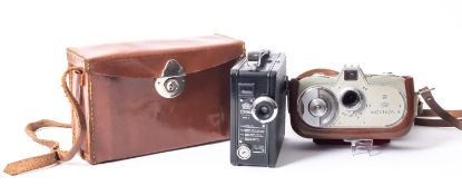 A Zeiss Movikon 8 camera fitted Movitar 1:1.9 10 mm lens, and Coronet model 8 with case.