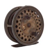 A Hardy 'Silex Major' fly reel, with lever thumb release and brass line tensioner and foot.