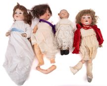 An Armand Marseille bisque head doll 985, blue eyes, open mouth,