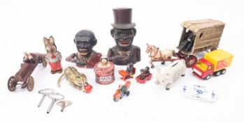 Estate of a doll restorer: a painted cast iron Brooke Bond horse, wagon and driver,