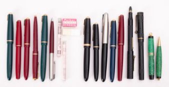 Parker, mixed models: Parker Duofold vest pocket ring top fountain pen and pencil set,