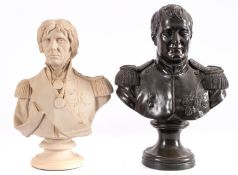 A reconstituted bust of Nelson, 31cm high , together with a resin bust of Napoleon,