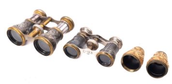 A pair of late 19th century French Abalone and gilt brass opera glasses by Le Pert, Paris,