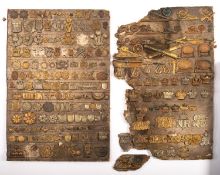 Two 19th century sample boards of Regimental, Corporation and other livery badges and insignia,