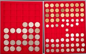 Two Lidner coin trays, containing higher grade Florins 35/41/42/43/44/45/46 with others,