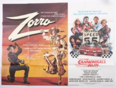 A UK quad film poster for 'Cannonball / Zorro' (1981)