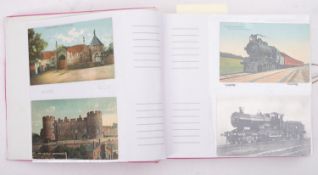 Postcard album; mostly British topographical, also trains, comical, Negro dolls, Blackpool,