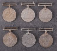 Three WWII War medals and three WWII Defence Medals.