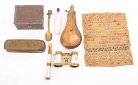 A 19th century Dutch copper and brass tobacco box, with traces of decoration,