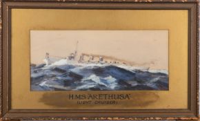 Harwood Steele, 20th Century - HMS Arethusa - Gouache - 11.