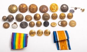 A collection of World War I allies buttons from the remaining personal effects of Harwood Elmes
