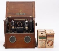 A Marconiphone V-2 radio in an oak case,