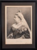 A late 19th century photogravure portrait 'HM the Queen Empress of India' with facsimile signature