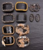 Four pairs of Georgian shoe buckles comprising gilt metal pair and two steel pairs,