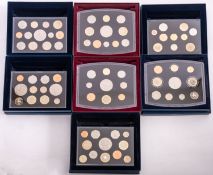 Boxed Royal Mint sets, 2001,2002,2003,2004,2005,2006,2007.