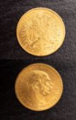 A 1915 Austria gold twenty Corona, 6.77g coin (approx.).