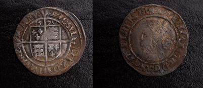 1570 Elizabeth I sixpence. Good portrait mm.
