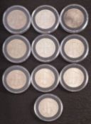 Higher grade half crowns 1940,1941,1942,1943,1944,1945,1946,1947,1948,1949.