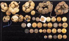 A collection of various regimental and other livery buttons, including Royal Navy,