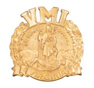 A Virginia Military Institute cap badge.