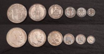 A 1902 specimen coins, original case, containing half crowns, florins, shillings, and Maundy four,