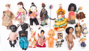 Estate of a doll restorer: A collection of various mid 20th century costume dolls and others