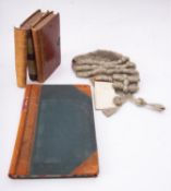 A horse hair barrister's wig and three invoice books,