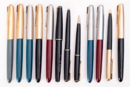 Parker 17: a fountain pen, ballpoint and pencil set, chalk factory mark to fountain, inked,