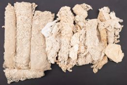 A collection of late 19th/early 20th century lace, various designs and lengths,