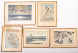 Sir Peter Markham Scott, CBE, (British 1909-1989), four card prints signed and titled in pencil,