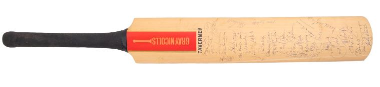 A Gray- Nicholls Taverner signed cricket bat approximately 36 signatures including; Terry,