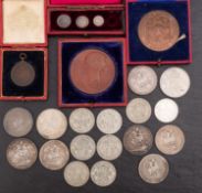 Six Georgian crowns, one 1896 crown with 1935 and 1937 crown, with half crowns,