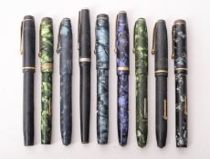 Nine various Conway Stuart fountain pens